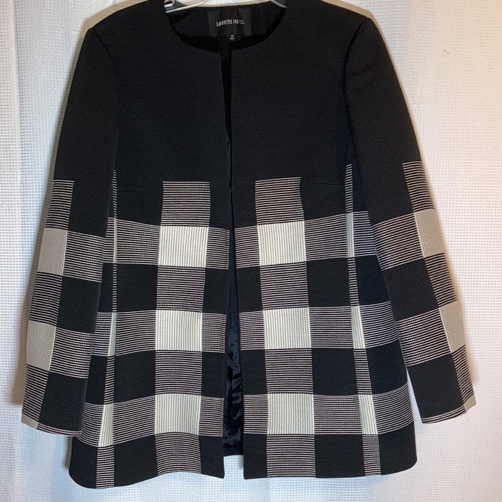 Layfayette 148 New York Size 12 Professional Black and Cream Checkered Jacket